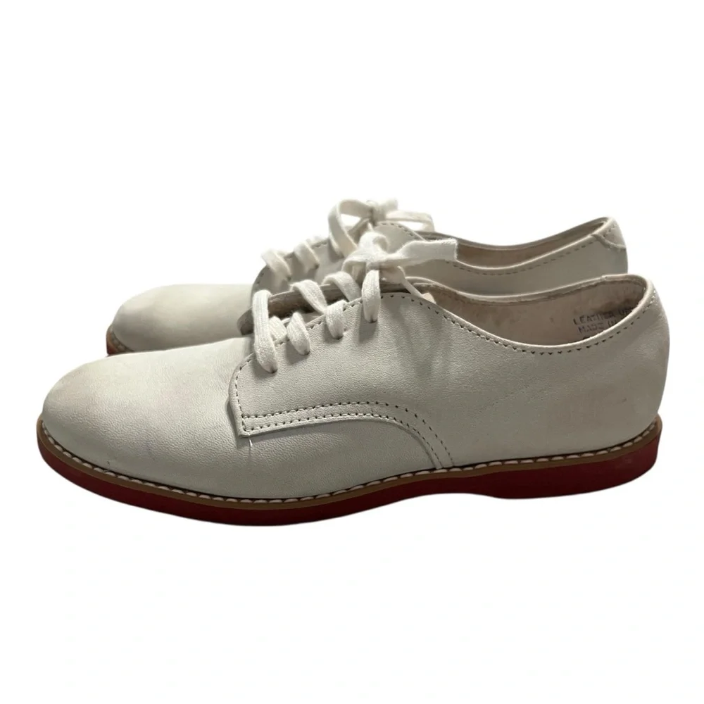 Footmates 12C Boys Cream Leather Saddle Oxford Lace-Up Dress Shoes